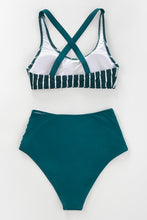 Charger l&#39;image dans la galerie, Bikini taille haute ¨¤ rayures vert fonc¨¦ 
