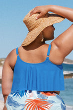 Charger l&#39;image dans la galerie, Haut de tankini grande taille bleu ¨¤ volants
