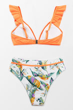 Charger l&#39;image dans la galerie, Bikini ¨¤ volants orange doux et imprim¨¦ floral 
