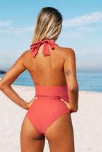 Charger l&#39;image dans la galerie, Maillot de bain une pi¨¨ce ¨¤ licou fronc¨¦ rouge
