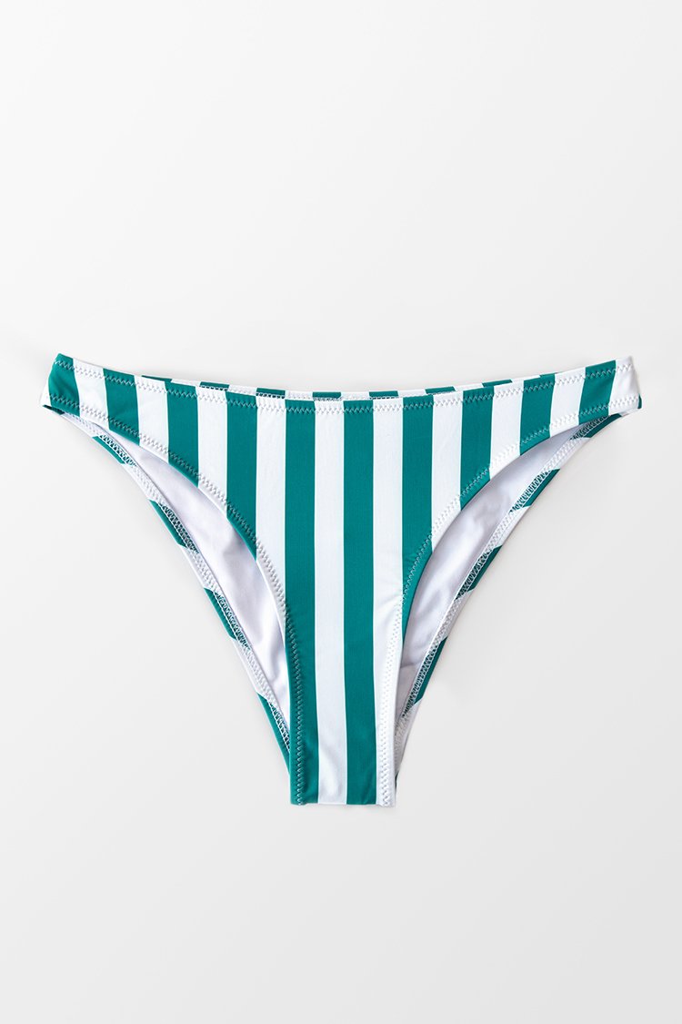 Bas de bikini ray¨¦ bleu et blanc