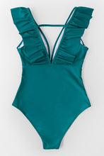 Charger l&#39;image dans la galerie, Maillot de bain une pi¨¨ce ¨¤ volants plongeant bleu 
