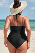 Charger l&#39;image dans la galerie, Maillot de bain une pi¨¨ce grande taille fronc¨¦ ¨¤ cordon noir
