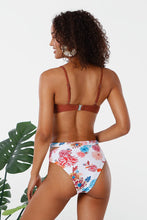 Charger l&#39;image dans la galerie, Bikini taille haute textur¨¦ et imprim¨¦ floral rouge 
