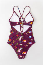 Charger l&#39;image dans la galerie, Maillot de bain une pi¨¨ce ¨¤ lacer et col plongeant floral
