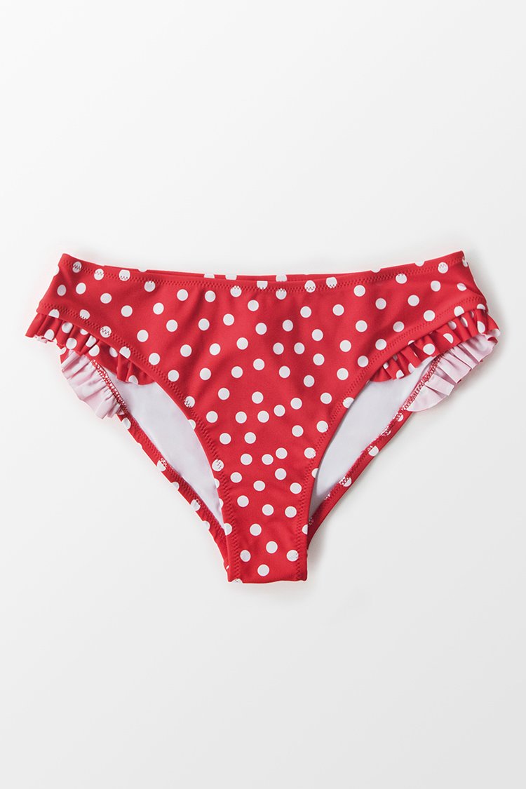 Bas de bikini ¨¤ volants et ¨¤ pois