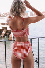 Charger l&#39;image dans la galerie, Bikini bandeau en vichy rouge

