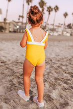 Charger l&#39;image dans la galerie, Maillot de bain une pi¨¨ce jaune et blanc pour filles 
