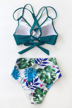 Charger l&#39;image dans la galerie, Bikini taille haute ¨¤ paumes tropicales
