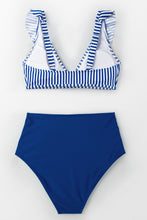 Charger l&#39;image dans la galerie, Bikini bleu ¨¤ rayures et ¨¤ taille haute
