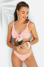 Charger l&#39;image dans la galerie, Bas de bikini ray¨¦ rose et blanc ¨¤ cordons 
