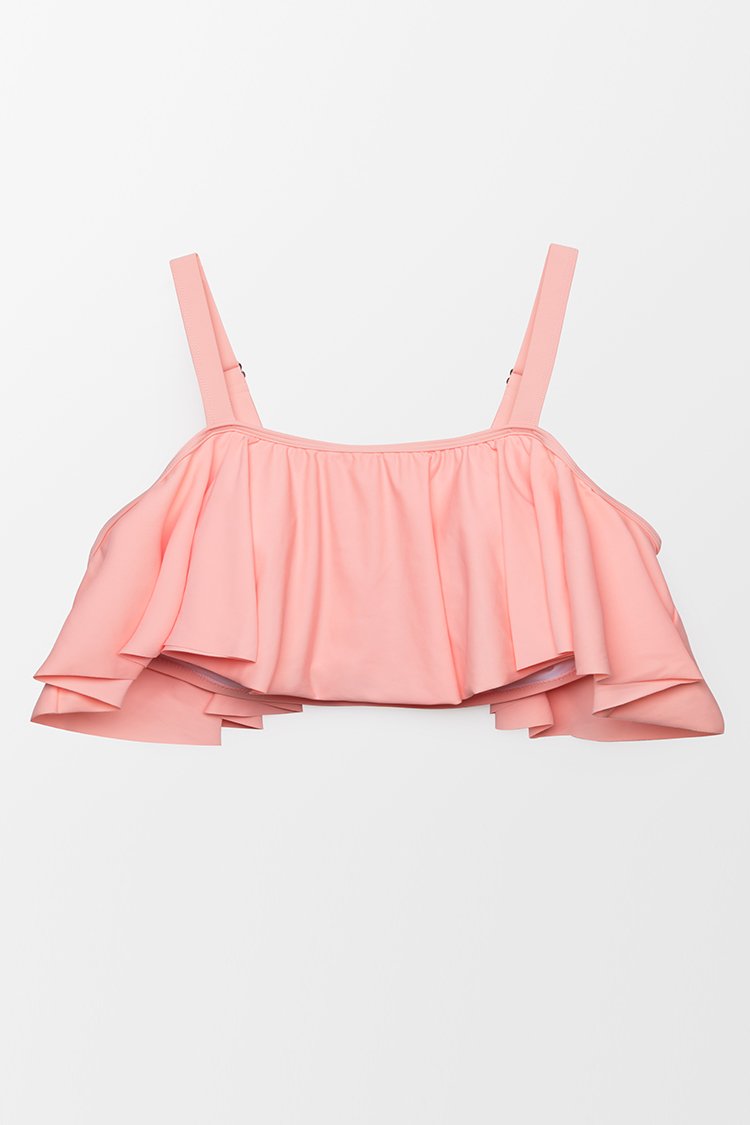 Haut de bikini grande taille ¨¤ volants rose