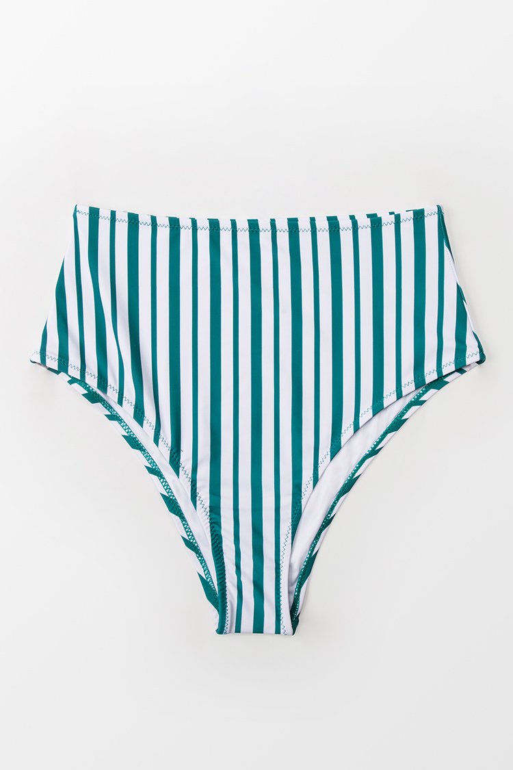 Bas de bikini taille haute ¨¤ rayures