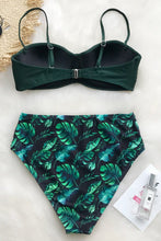Charger l&#39;image dans la galerie, Bikini push up taille haute imprim¨¦ feuilles vert

