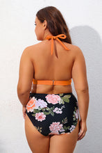 Charger l&#39;image dans la galerie, Bikini grande taille avec haut triangle ¨¤ col licou floral
