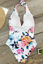 Charger l&#39;image dans la galerie, Maillot de bain une pi¨¨ce dos nu imprim¨¦ floral et ray¨¦
