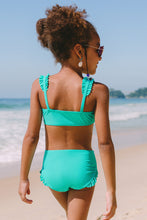 Charger l&#39;image dans la galerie, Bikini bandeau couleur unie ¨¤ volants pour fille
