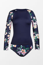 Charger l&#39;image dans la galerie, Tankini ¨¤ manches longues avec un col roul¨¦ et imprim¨¦ floral
