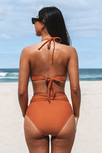 Charger l&#39;image dans la galerie, Bikini bralette taille haute orange br?l¨¦ ¨¤ col licou torsad¨¦
