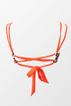 Charger l&#39;image dans la galerie, Haut de bikini ¨¤ lani¨¨res imprim¨¦ l¨¦opard avec bordure orange
