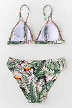Charger l&#39;image dans la galerie, Haut de bikini triangle rose imprim¨¦ feuilles 
