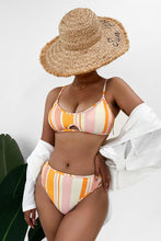 Charger l&#39;image dans la galerie, Bikini cheeky ¨¤ d¨¦coupe high-leg avec bralette ¨¤ d¨¦coupe ray¨¦e

