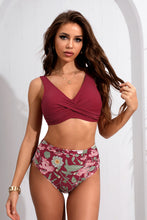 Charger l&#39;image dans la galerie, Bikini bralette ¨¤ emballage et taille haute ruch¨¦ floral
