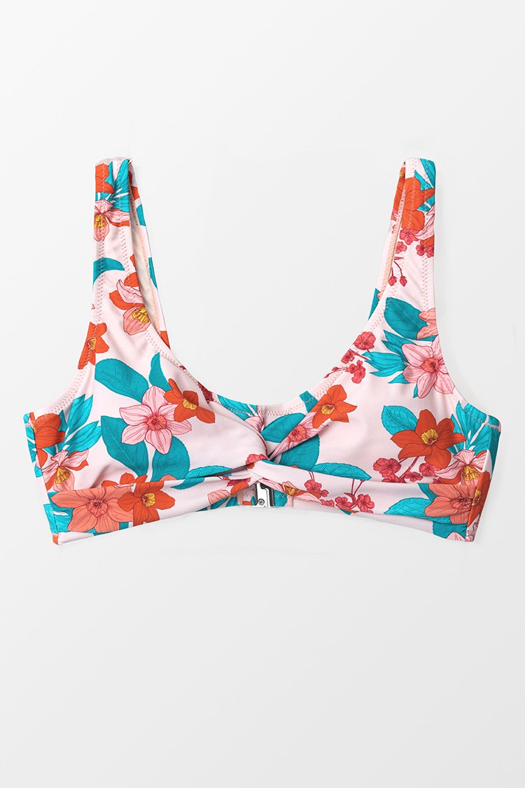 Haut de bikini torsad¨¦ et ¨¤ fleurs