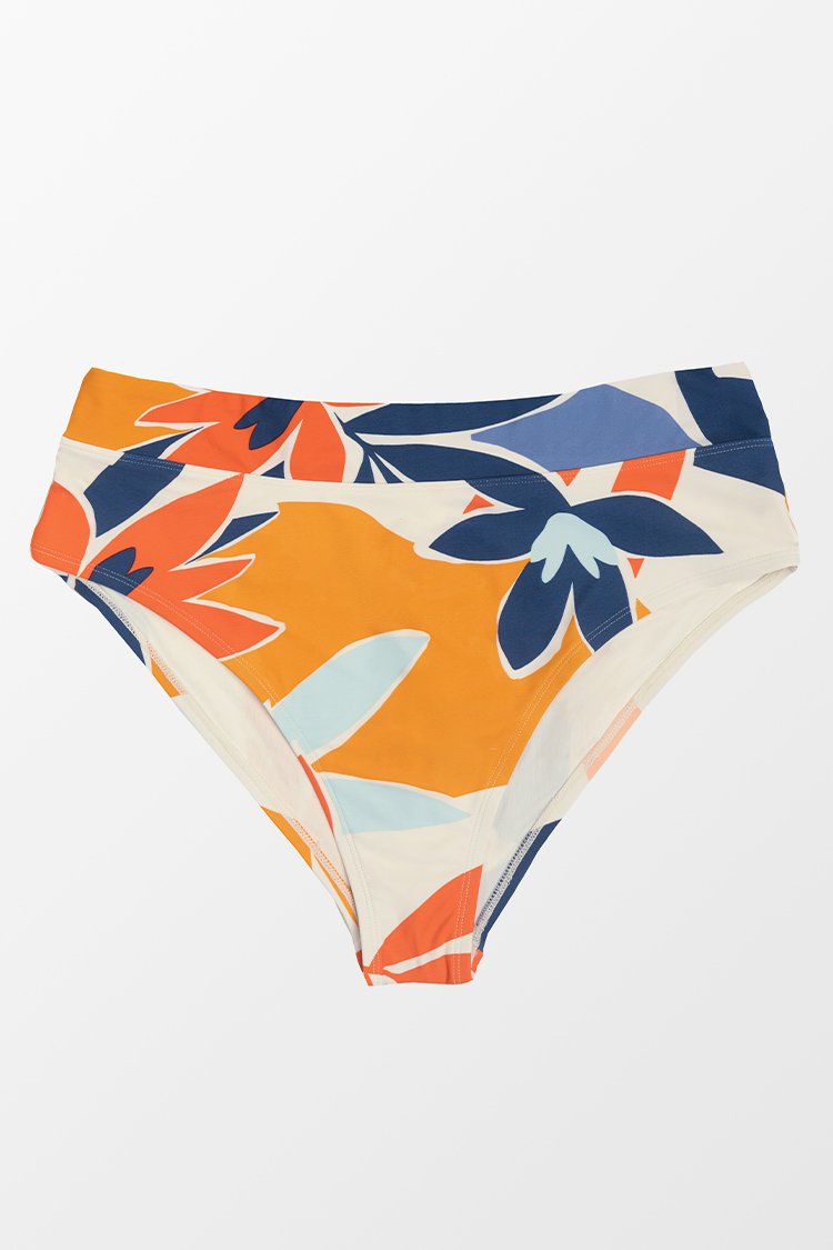 Bas de bikini grande taille ¨¤ taille haute imprim¨¦ tropical