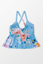 Charger l&#39;image dans la galerie, Haut de bikini grande taille ¨¤ volants bleu floral
