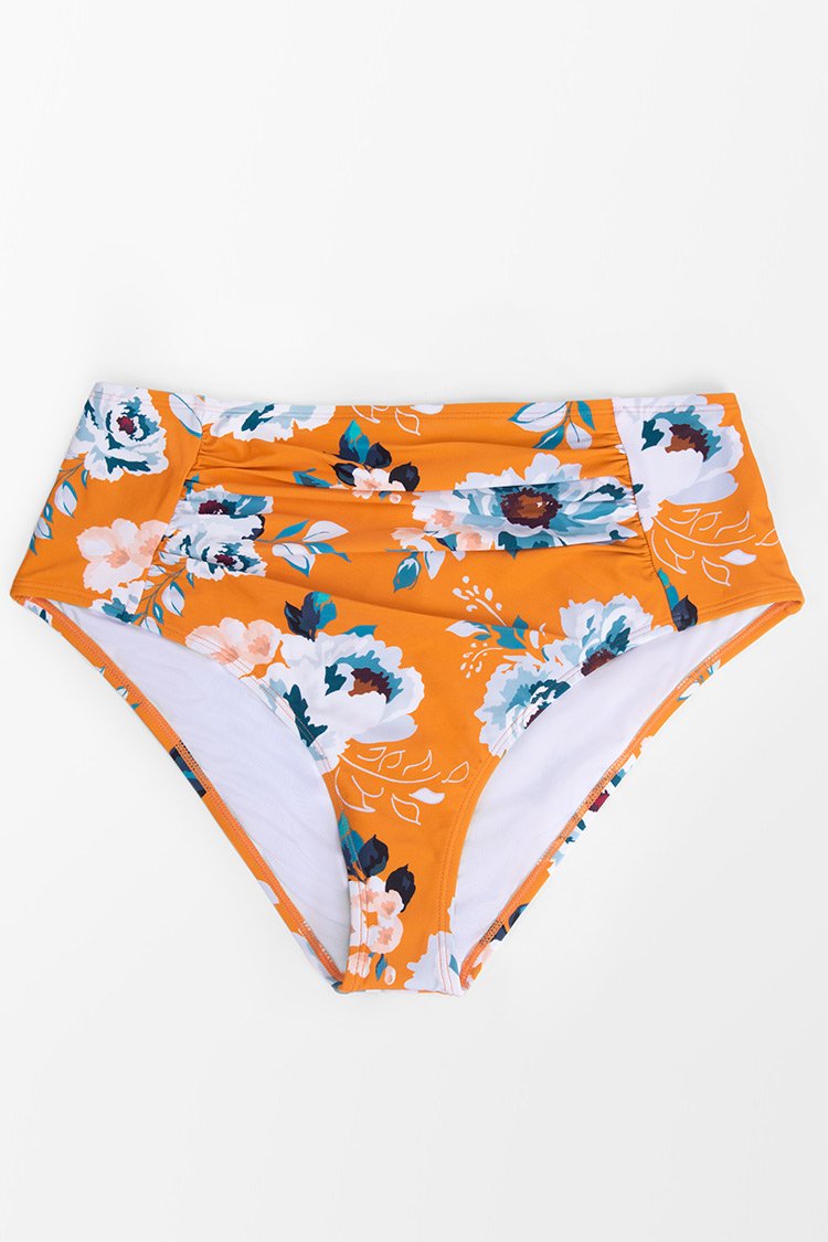 Bas de bikini grande taille ¨¤ taille haute et ¨¤ fleurs