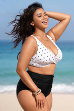 Charger l&#39;image dans la galerie, Bikini grande taille et taille haute avec bralette d¡¯emballage ¨¤ pois
