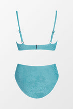 Charger l&#39;image dans la galerie, Bikini hipster taille moyenne avec bralette ¨¤ anneau en c?ur floral vert
