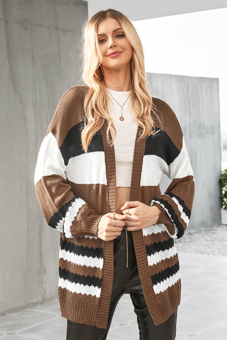 Gilet cardigan ray¨¦ ¨¤ manches bouffantes