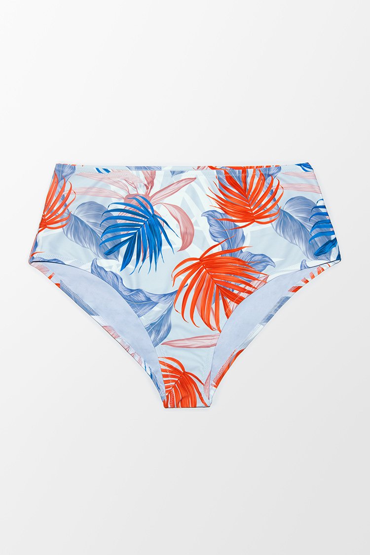 Bas de bikini grande taille imprim¨¦ plantes tropicales