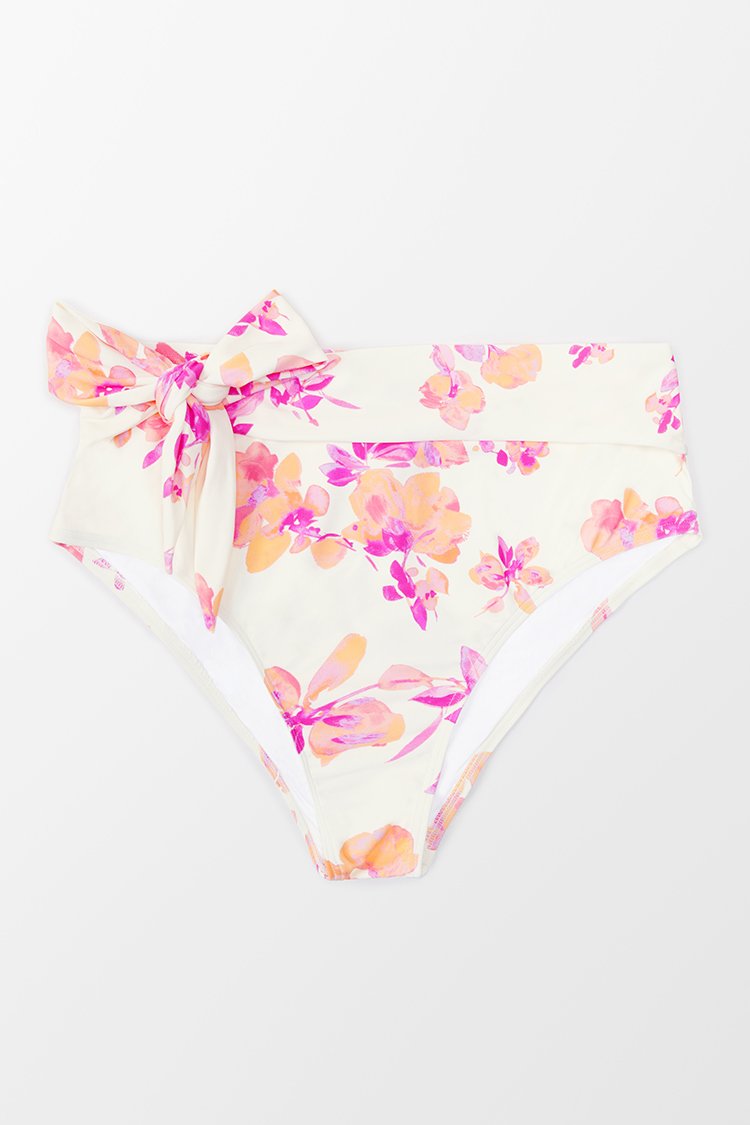 Bas de bikini grande taille fleuri ¨¤ nouer sur le devant