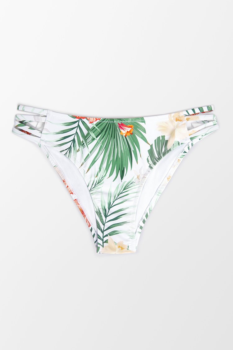 Bas de bikini imprim¨¦ tropical et floral