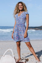 Charger l&#39;image dans la galerie, Robe courte dos nu bleue imprim¨¦ floral
