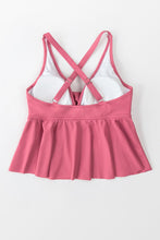 Charger l&#39;image dans la galerie, Haut de tankini rose cache-c?ur ¨¤ volants et col en V
