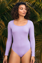 Charger l&#39;image dans la galerie, Body violet scoop ¨¤ manches longues et ¨¤ couverture cheeky
