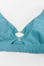 Charger l&#39;image dans la galerie, Bikini hipster taille moyenne avec bralette ¨¤ anneau en c?ur floral vert
