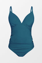 Charger l&#39;image dans la galerie, Maillot de bain une pi¨¨ce de maternit¨¦ ruch¨¦ avec bretelles ¨¤ col en V
