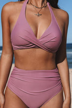 Charger l&#39;image dans la galerie, Bikini bralette taille haute ruch¨¦ d¡¯emballage ¨¤ col licou

