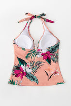 Charger l&#39;image dans la galerie, Haut de tankini ¨¤ licou imprim¨¦ floral rose 
