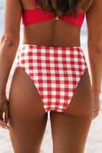 Charger l&#39;image dans la galerie, Bas de bikini taille haute vichy rouge
