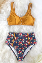 Charger l&#39;image dans la galerie, Bikini ¨¤ taille haute avec boutons caramel
