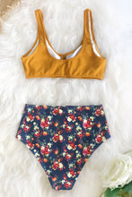 Charger l&#39;image dans la galerie, Bikini ¨¤ taille haute avec boutons caramel
