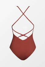 Charger l&#39;image dans la galerie, Maillot de bain une pi¨¨ce ¨¤ col en V textur¨¦ et c?tel¨¦ ¨¤ lacer sur le devant et contr?le du ventre
