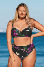 Charger l&#39;image dans la galerie, Bas de Bikini grande taille imprim¨¦ floral noir
