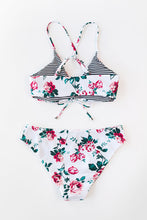 Charger l&#39;image dans la galerie, Bikini floral ¨¤ rayures et lacer r¨¦versible
